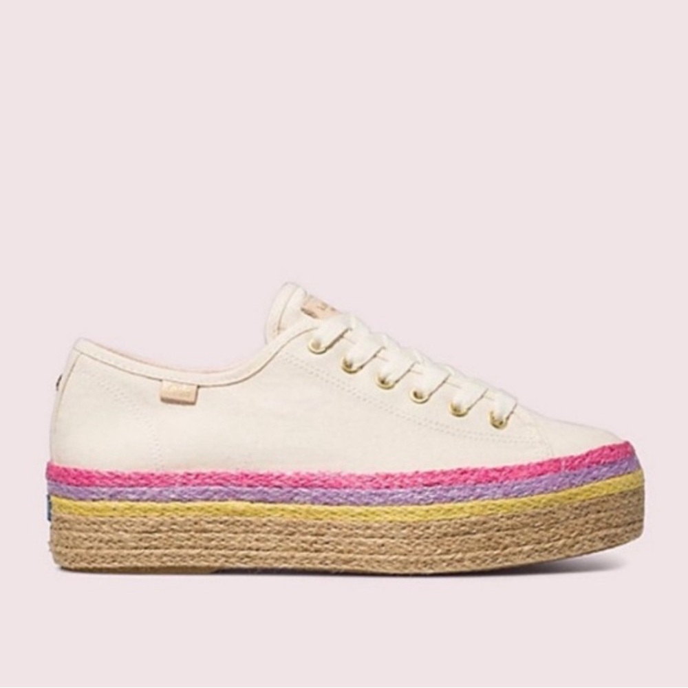 BNIB Kate Spade x Keds espadrille canvas platform sneakers 8.5